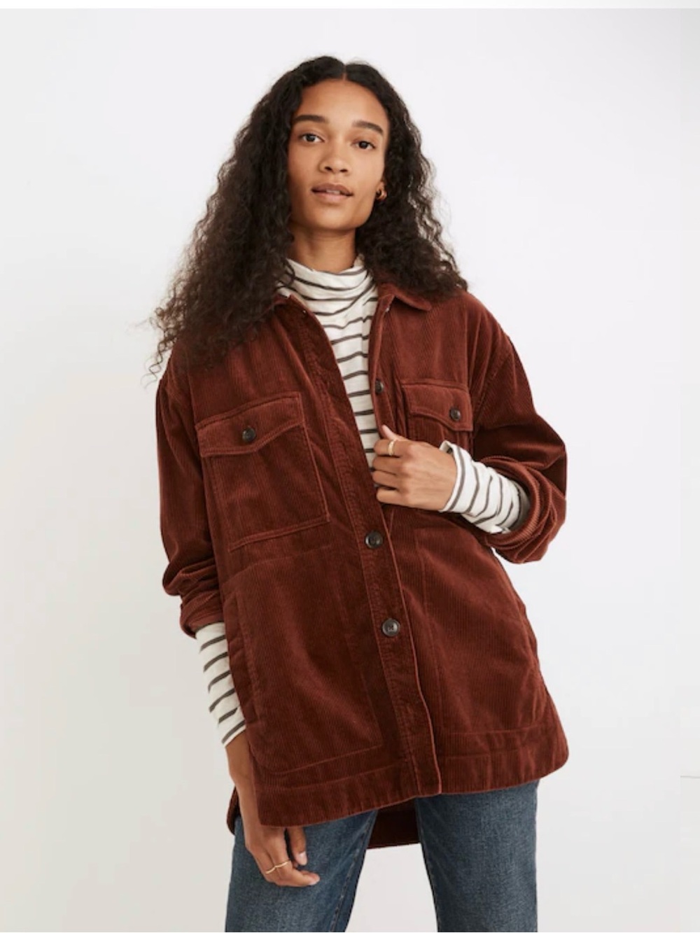 Madewell Corduroy Yorkway Shirt-Jacket in  Stained Mahogany Size M